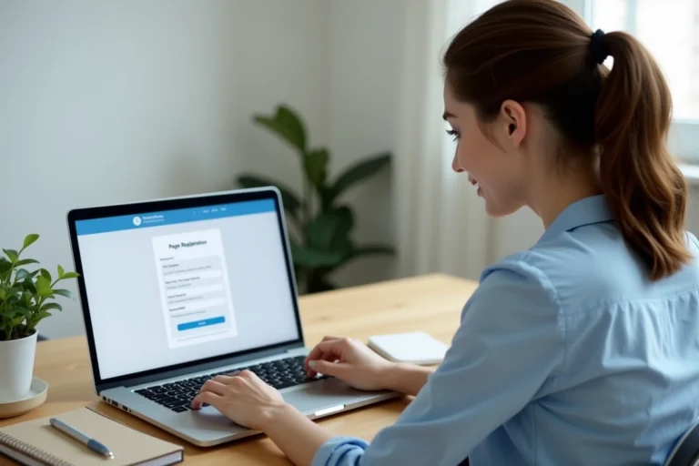 Jeune femme remplissant un formulaire d'inscription en ligne sur Netypareo pour le CFA Greta Montpellier